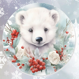 Polar Beer Cub met kerst Schattige Ronde Sticker