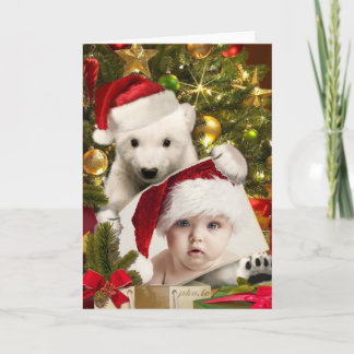 Polar Beer Cub met uw foto voor Kerstmis Feestdagen Kaart