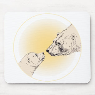 Polar Beer & Cub Mousepad Wildlife Art Mousepad Muismat