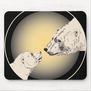 Polar Beer & Cub Mousepad Wildlife Art Mousepad Muismat