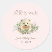 Polar Beer Cub Roze Winter Baby shower Sticker (Voorkant)