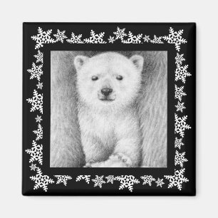 Polar Beer Cub Snowflake Magneet