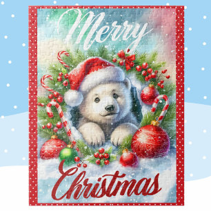Polar Beer Cub Vrolijk Kerstfeest Kind Legpuzzel