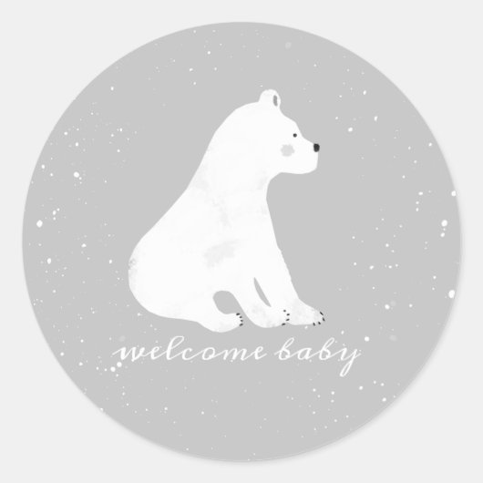 Polar Beer Cub Winter Sneeuwgrijs Baby shower Ronde Sticker (Voorkant)