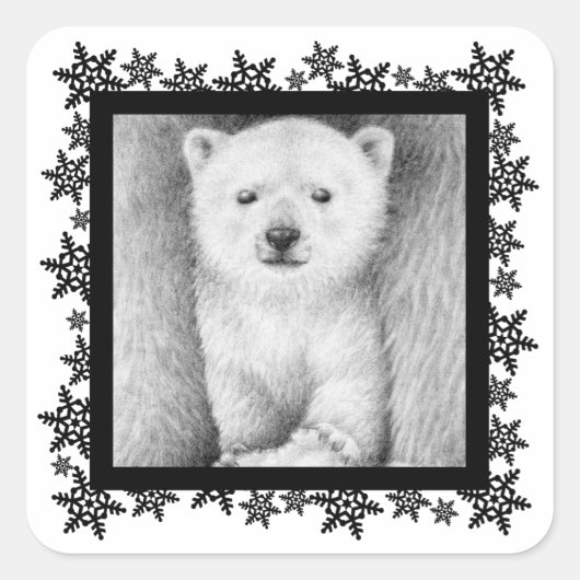 Polar Beer Cub Xmas Sneeuwvlok Sticker (Voorkant)