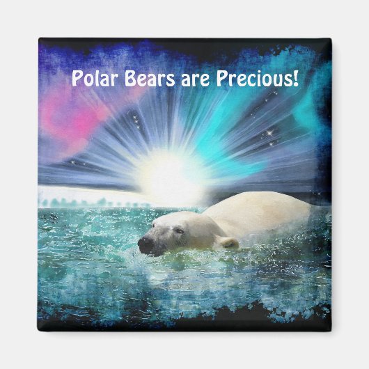 Polar Beer Cubes & Aurora Wildlife Art Magnet (Voorkant)