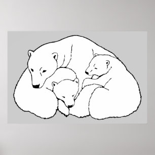Polar Beer & Cubs Art afdrukken Wildlife Home Deco Poster