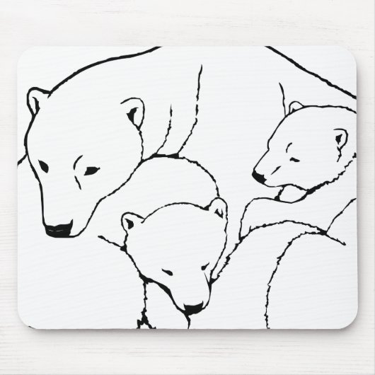 Polar Beer & Cubs Mousepad Twin Beren Art Mousepad Muismat (Voorkant)
