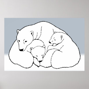 Polar Beer Cubs Poster Print Wildlife Art Poster