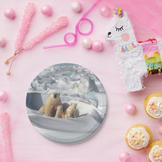 Polar Beer Cubs sneeuwfoto Papieren Bordje (Feest)