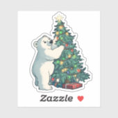 Polar Beer Decoreren van een kerstboom Sticker (Vel)
