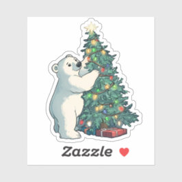 Polar Beer Decoreren van een kerstboom Sticker