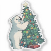 Polar Beer Decoreren van een kerstboom Sticker (Voorkant)