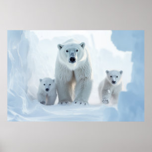 Polar Beer Dierenfamilie Wandering Poster