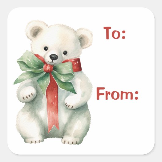 Polar Beer Dierlijke Waterverf Gift Label (Voorkant)