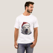 Polar Beer Dragen van een Santa Hat T-shirt (Voorkant volledig)