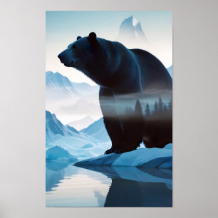 Polar Beer dubbele blootstelling dierlijke Natuur  Poster