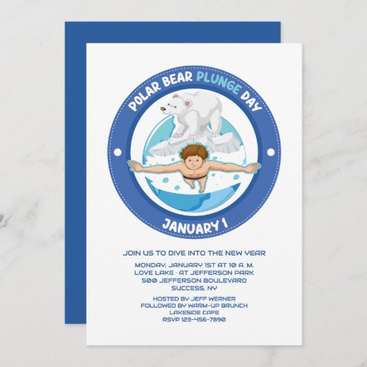 Polar Beer Duik Dag uitnodiging (Voorkant / Achterkant)