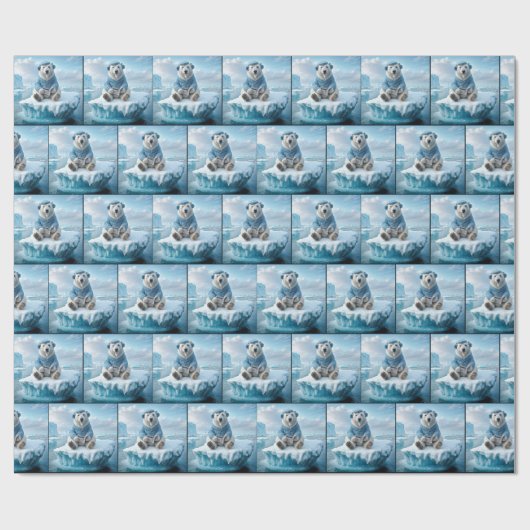 Polar Beer Een krant lezen Cadeaupapier (Vlak)