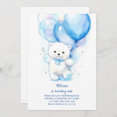 Polar Beer Eerste Verjaardagsuitnodiging Kaart (Voorkant / Achterkant)