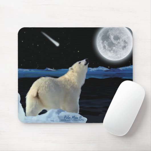 Polar Beer en Arctic Moon Wildlife Art Mousepad Muismat (Met muis)