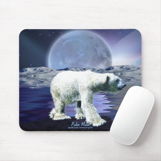 Polar Beer en Arctic Moon Wildlife Art Mousepad Muismat (Met muis)