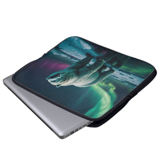 Polar Beer en Aurora Art Laptop Sleeve (Voorkant onderkant)