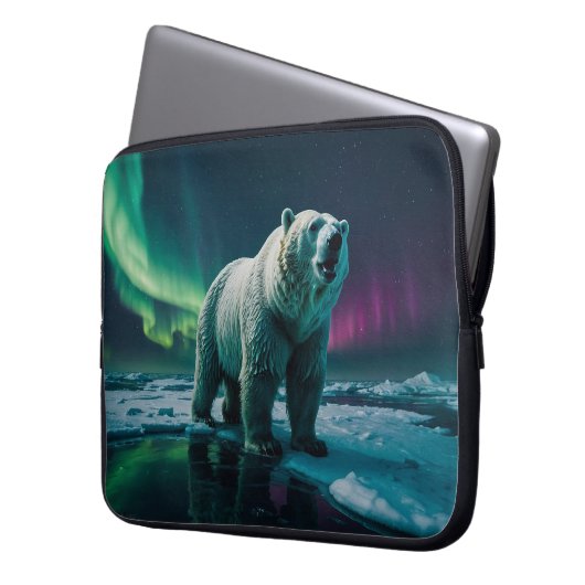 Polar Beer en Aurora Art Laptop Sleeve (Voorkant Links)