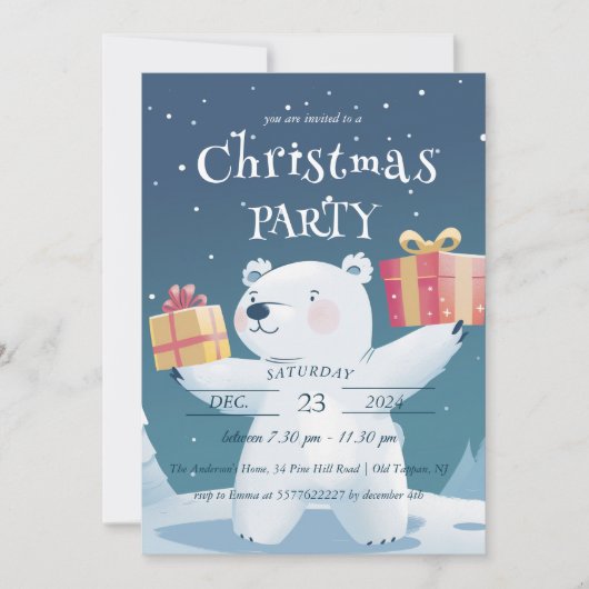 Polar Beer en Cadeaus kerstfeest Kaart (Voorkant)