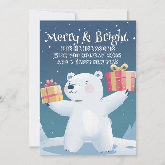 Polar Beer en Cadeaus vrolijk en helder Feestdagenkaart (Voorkant)