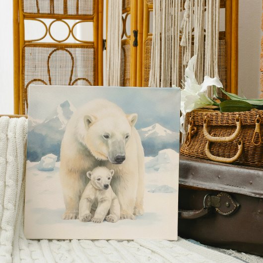 Polar Beer en Cub Arctic Elegance Canvas Afdruk
