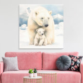 Polar Beer en Cub Arctic Elegance Canvas Afdruk (Insitu (Woonkamer))