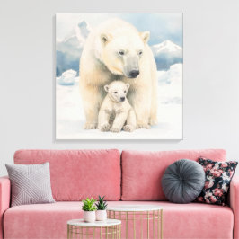 Polar Beer en Cub Arctic Elegance Canvas Afdruk