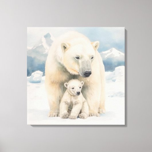 Polar Beer en Cub Arctic Elegance Canvas Afdruk (Voorkant)