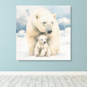 Polar Beer en Cub Arctic Elegance Canvas Afdruk (Insitu (Houten vloer))