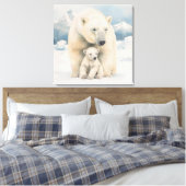 Polar Beer en Cub Arctic Elegance Canvas Afdruk (Insitu (Slaapkamer))