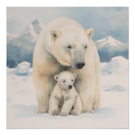Polar Beer en Cub Arctic Elegance Perfect Poster (Voorkant)