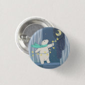 Polar Beer en de maan Ronde Button 3,2 Cm (Voorkant /achterkant)
