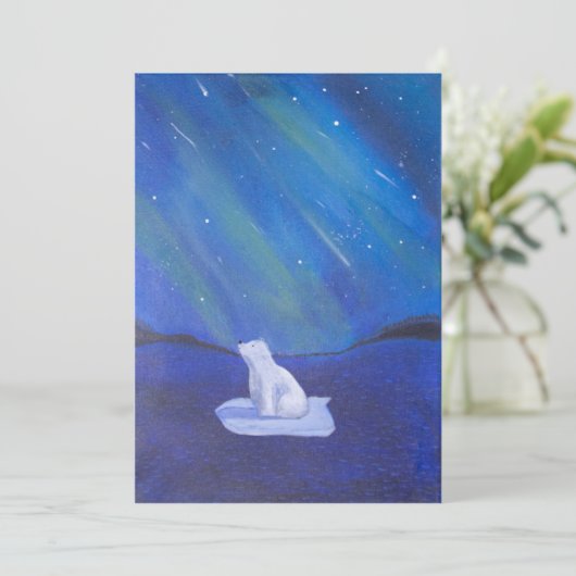 Polar Beer en het noorderlicht Feestdagenkaart (Staand voorkant)