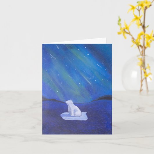 Polar Beer en het noorderlicht Kaart (Gele Bloem)