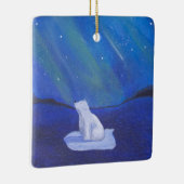 Polar Beer en het noorderlicht Keramisch Ornament (Rechts)