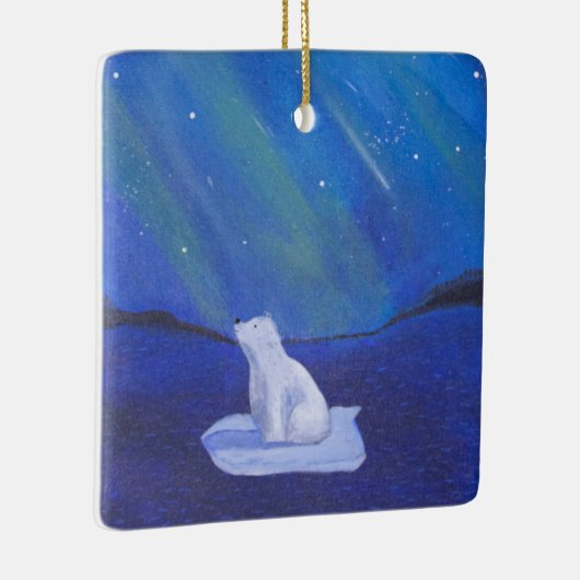 Polar Beer en het noorderlicht Keramisch Ornament (Rechts)