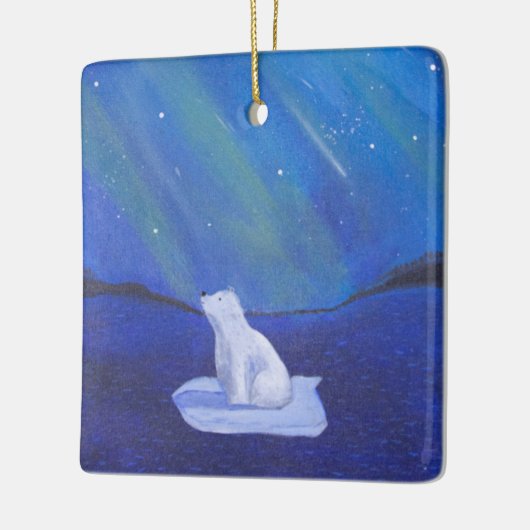 Polar Beer en het noorderlicht Keramisch Ornament (Links)
