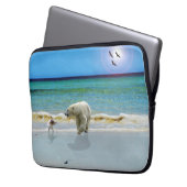 Polar Beer en Jack Russel op het strand, Laptop Sleeve (Voorkant Links)