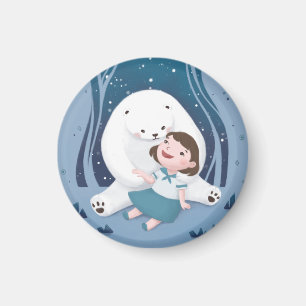 Polar Beer en kind illustratie Magneet