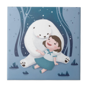 Polar Beer en kind illustratie Tegeltje