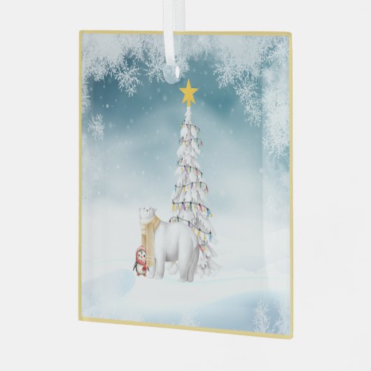 Polar Beer en Penguin Glass Christmas Ornament (Voorkant links)