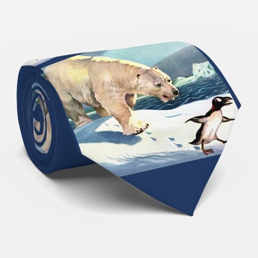 Polar beer en Penguin Print Stropdas (Opgerold)