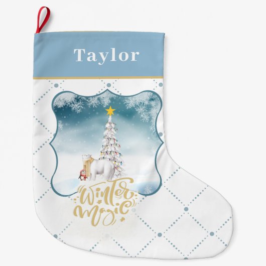 Polar Beer en Pinguïn Kerstkous Grote Kerstsok (Voorkant)