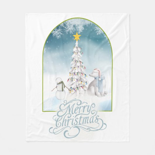 Polar Beer en Sneeuwman Fleece Deken (Voorkant)